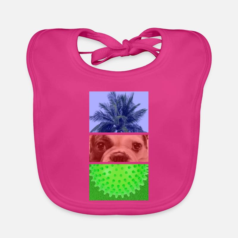 Triptych Palm Tree – Dog – Spikes Organic Baby Bibs