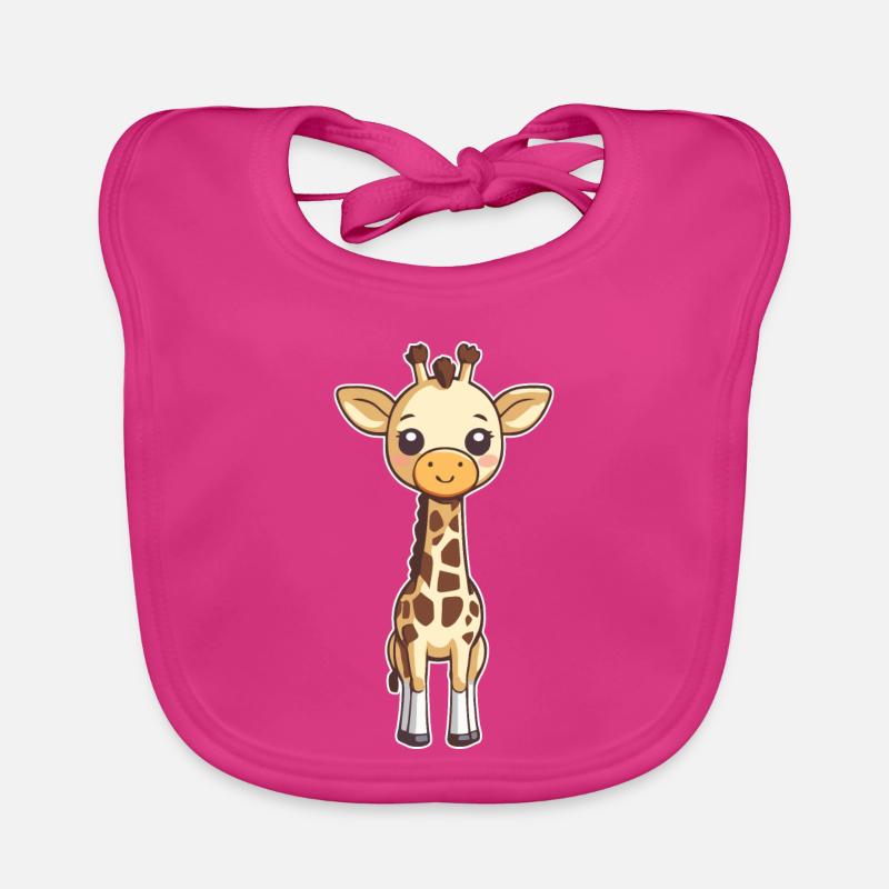 Girafe mignonne - Bavoir bio Bébé - fuchsia