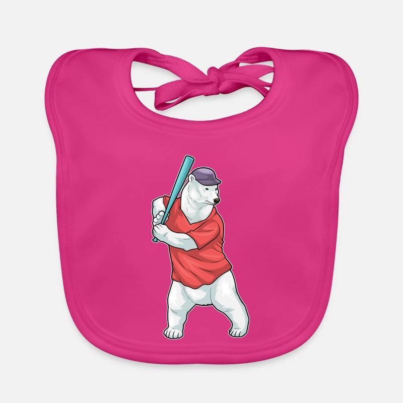 Polar Bear Baseball Baseball Bat Organic Baby Bibs