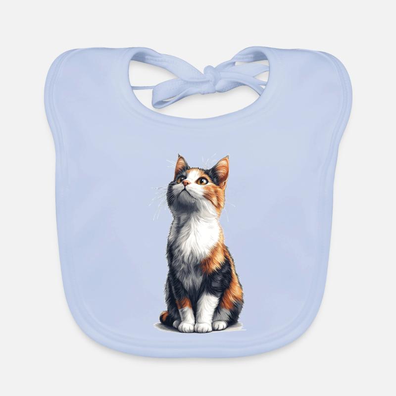 Bunte sitzende Comic Katze Baby Bio-Lätzchen