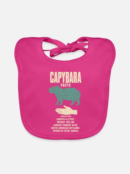 Capybara Fakten Tierrekord Größenvergleich Tafel - Baby Bio-Lätzchen - Fuchsia - Vorne