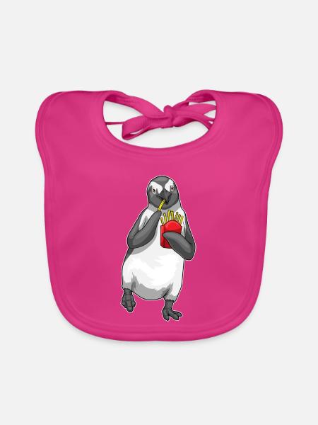 Pinguin Pommes frites - Baby Bio-Lätzchen - Fuchsia