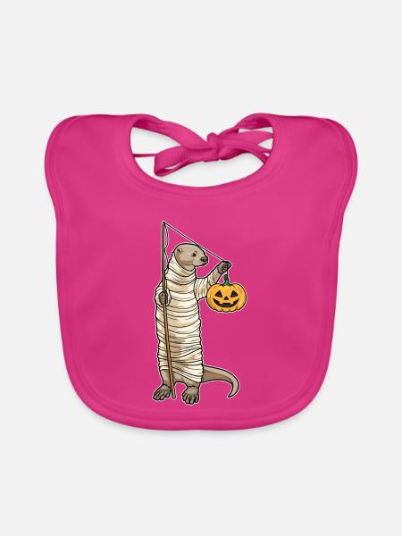 Pêche à la loutre d’Halloween - Bavoir bio Bébé - fuchsia - Devant