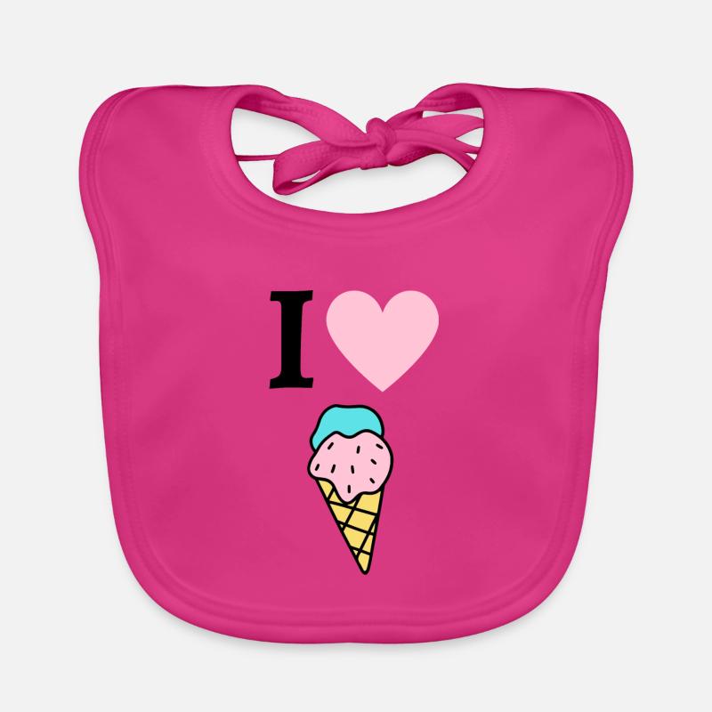 I love Eiscreme / Eiswaffel Comic Design Baby Bio-Lätzchen