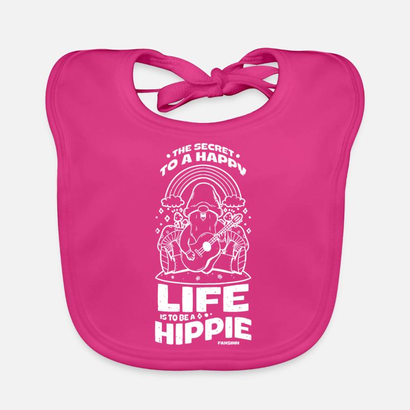 Rainbow Dwarf Hippie Mushroom Guitar Organic Baby Bibs