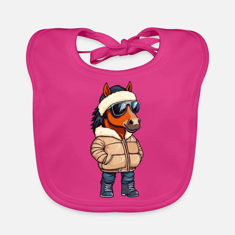 Pferd Cool Comic Baby Bio-Lätzchen