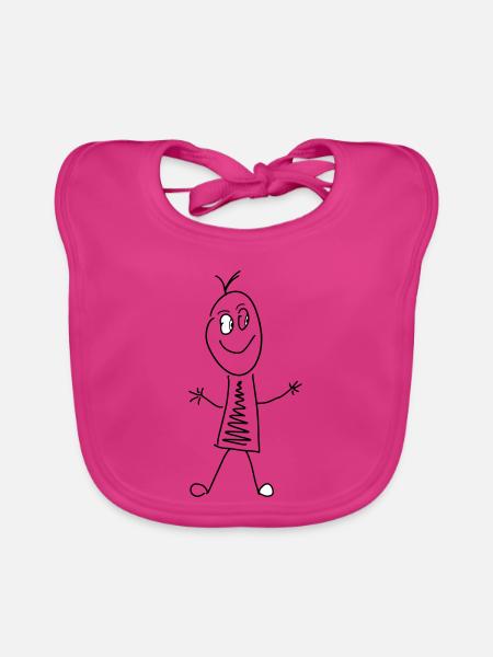 Strich Figur - Baby Bio-Lätzchen - Fuchsia - Vorne