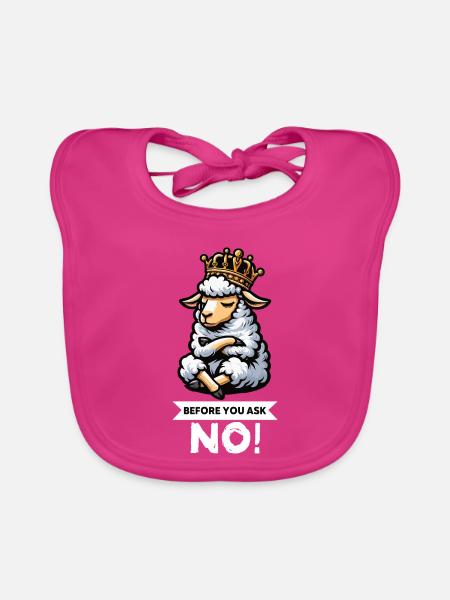 Before You Ask Sheep Sheep Shepherd Sheep Holder - Organic Baby Bibs - fuchsia - Front