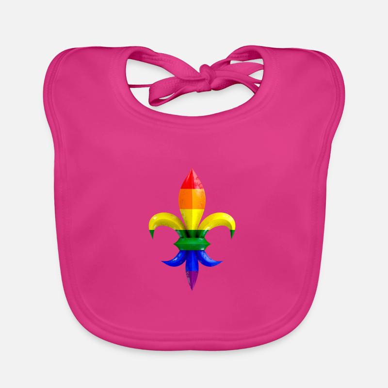 Fleur de Lys / Fleur de Lis marble with rainbow Organic Baby Bibs