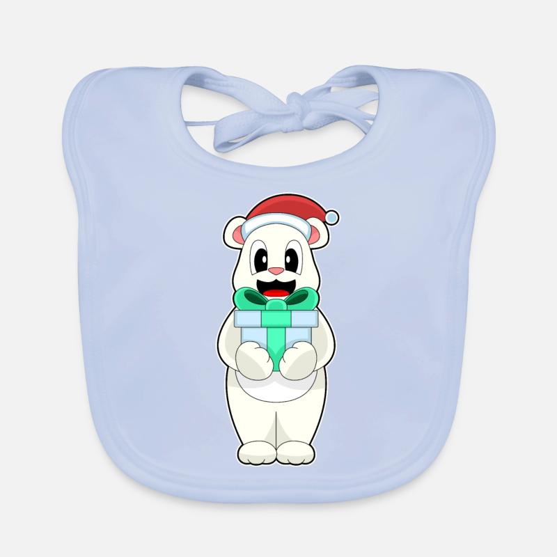 Polar Bear Christmas Package Organic Baby Bibs