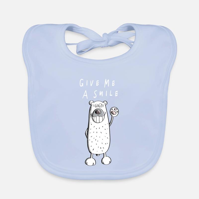 Give me A Smile - Eisbär - Eisbären - Bär - Bären Baby Bio-Lätzchen