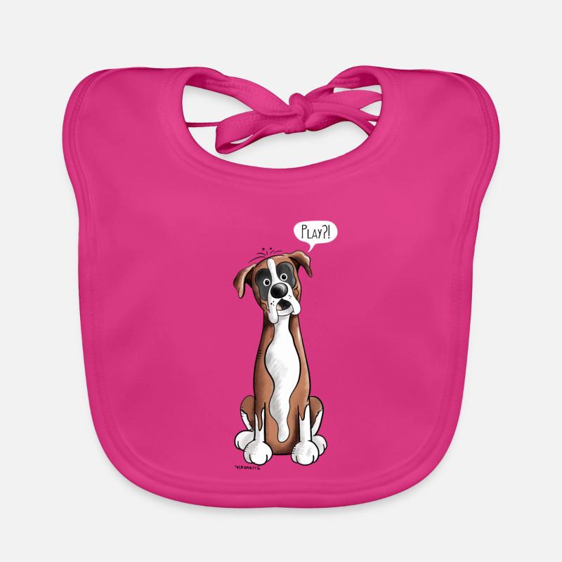 Deutscher Boxer Play - Baby Bio-Lätzchen - Fuchsia