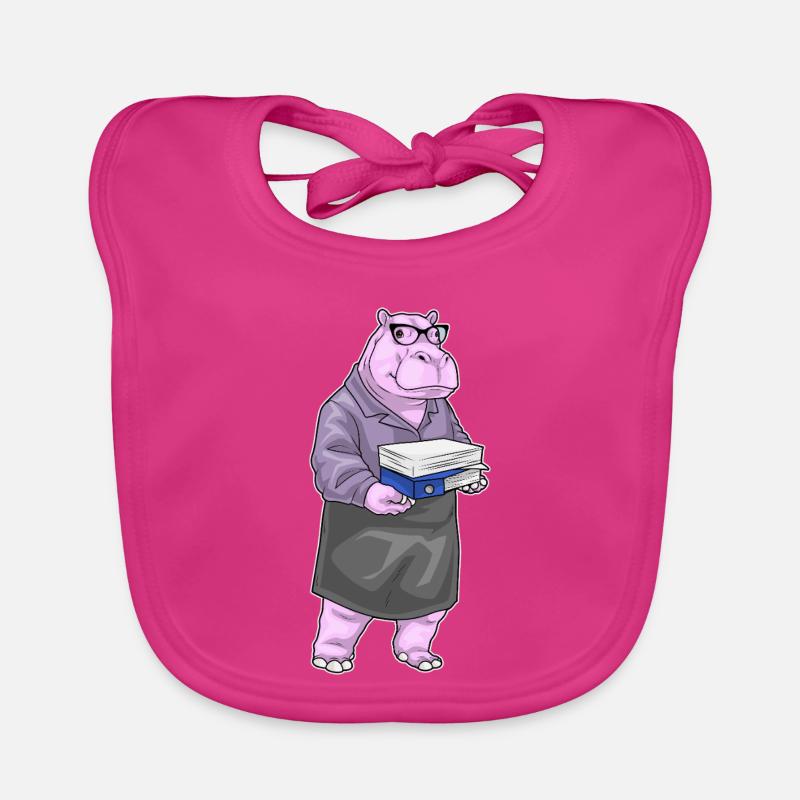 Bureau du Secrétaire Hippopotamus Paper Stack - Bavoir bio Bébé - fuchsia