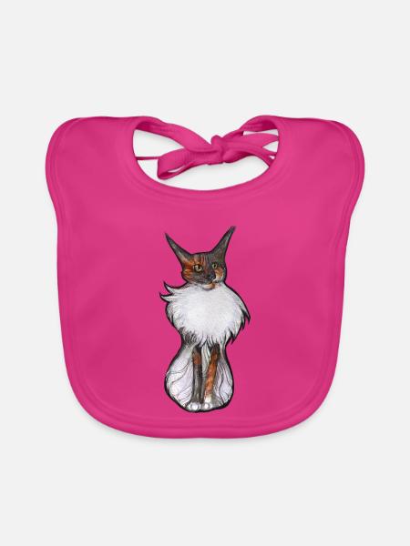 Verspieltes Calico-Katzenporträt - Baby Bio-Lätzchen - Fuchsia - Vorne