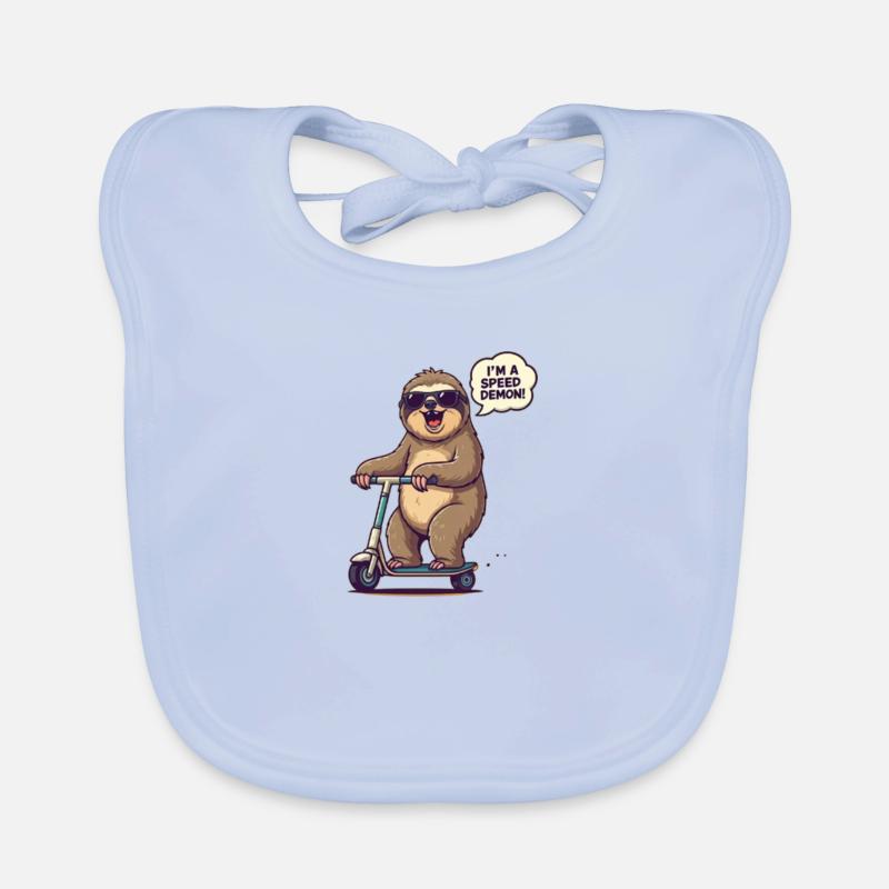 SLOTH SCOOTER SPEED DEMON Organic Baby Bibs