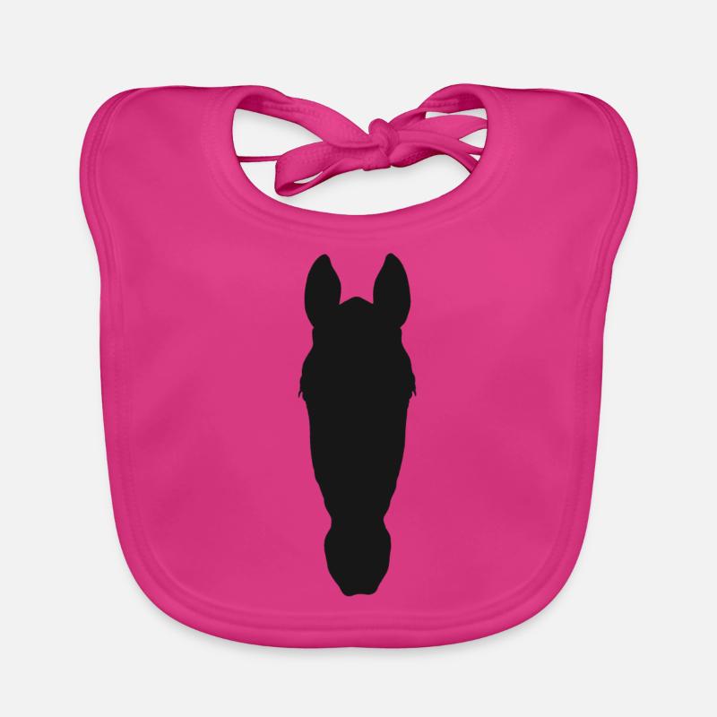 Pferdekopf frontale Silhouette - Baby Bio-Lätzchen - Fuchsia