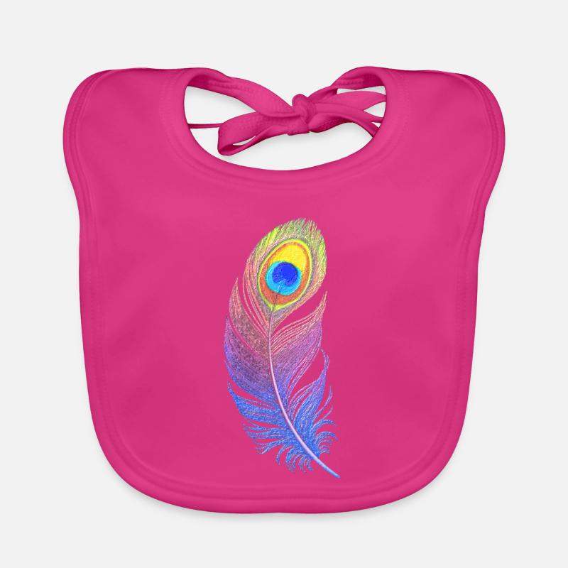 Plume Arc-en-ciel : Style et Créativité sur votre - Bavoir bio Bébé - fuchsia