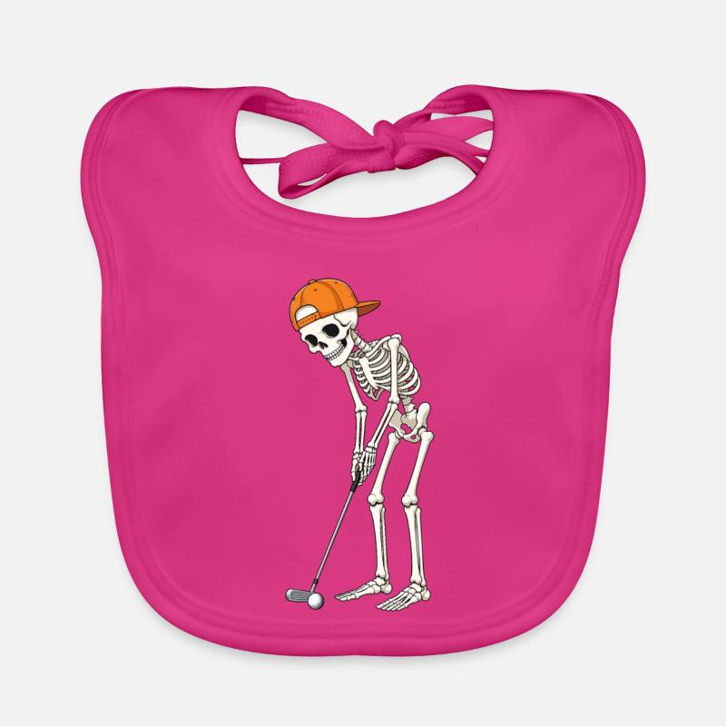 Golfing Skeleton Halloween Spooky Golfer Organic Baby Bibs