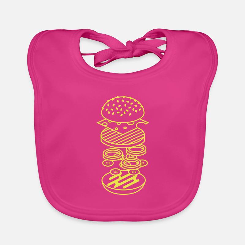 burger - Bavoir bio Bébé - fuchsia