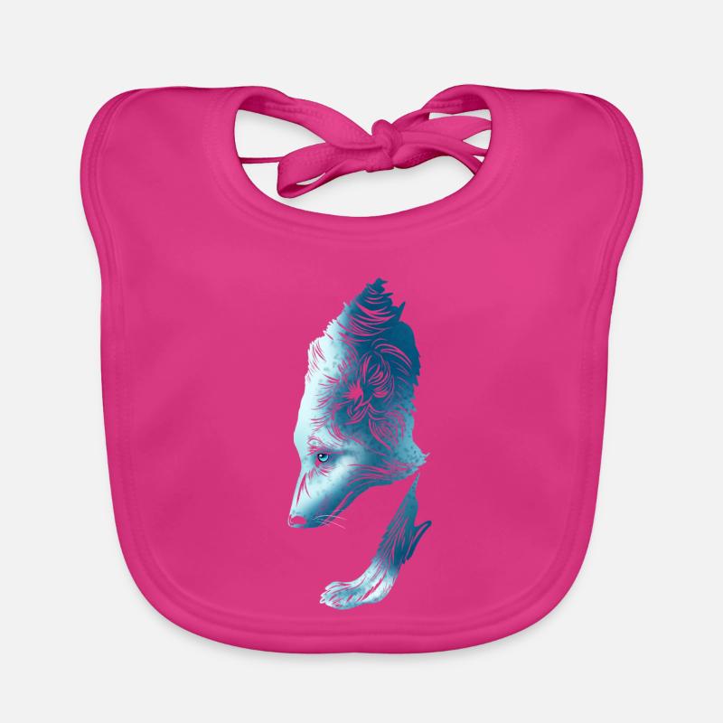 Wolf - Baby Bio-Lätzchen - Fuchsia