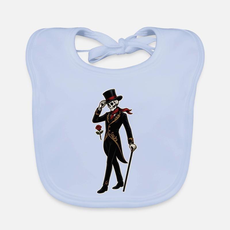 Squelette dandy avec rose dans le style vintage Bavoir bio Bébé