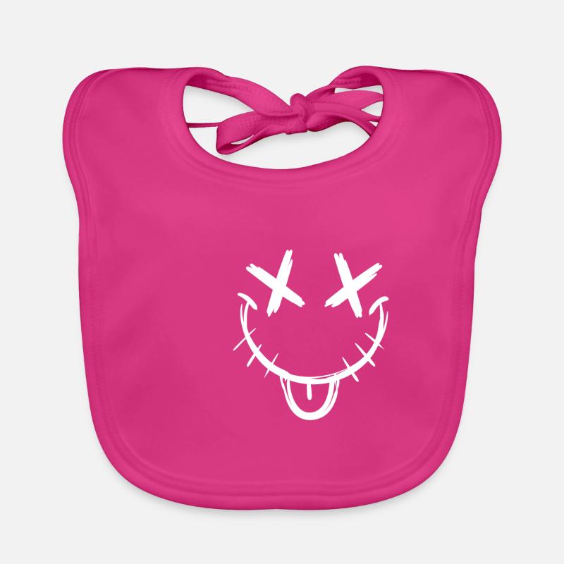 Smile avec x yeux langue et fermeture éclair bouche Bavoir bio Bébé