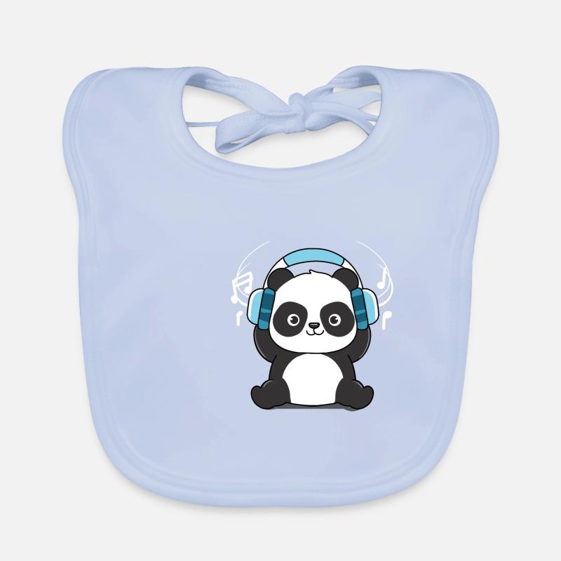 Panda avec écouteurs Bavoir bio Bébé