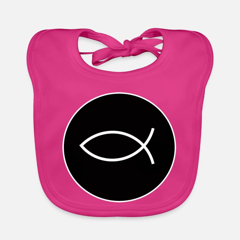 Jesus fish white Ichthys fish fish Organic Baby Bibs