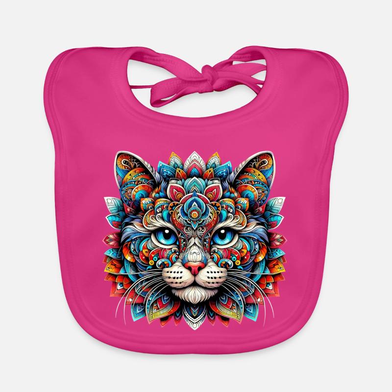 Chat décoré de Mandalas Bavoir bio Bébé