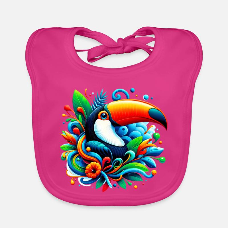 Toucan - Bavoir bio Bébé - fuchsia