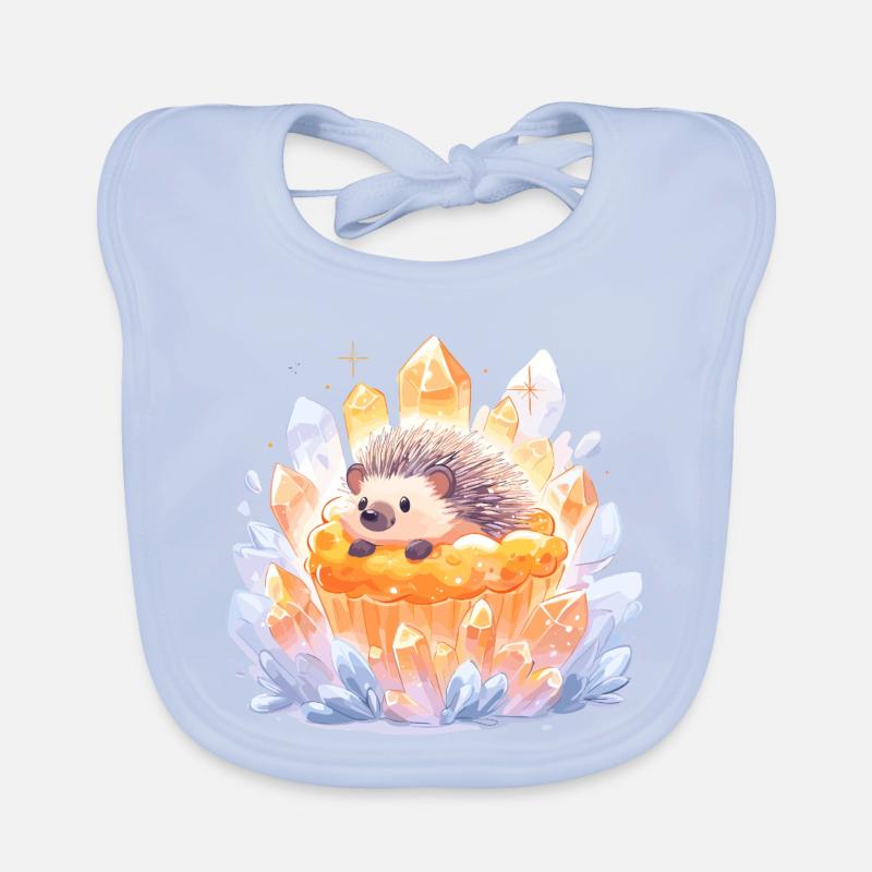 Hérisson en cristal dans un cupcake Bavoir bio Bébé