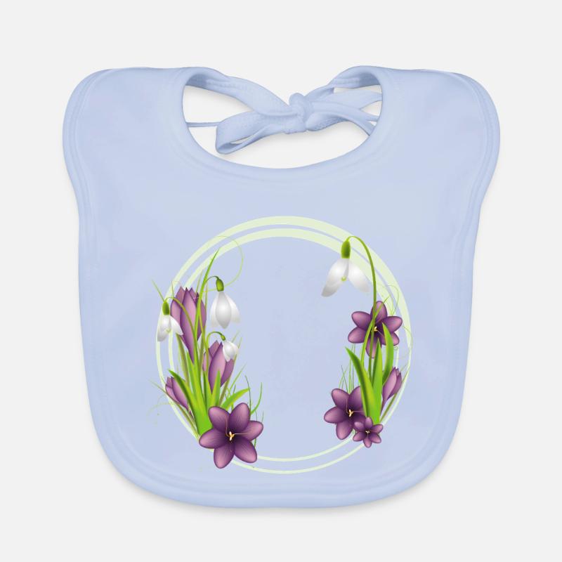 Snowdrops & Crocuses – Wreath in Spring Organic Baby Bibs
