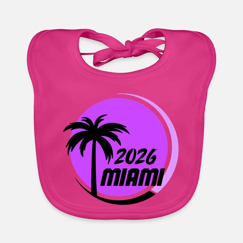 Miami Palm Trees Neon Logo Organic Baby Bibs
