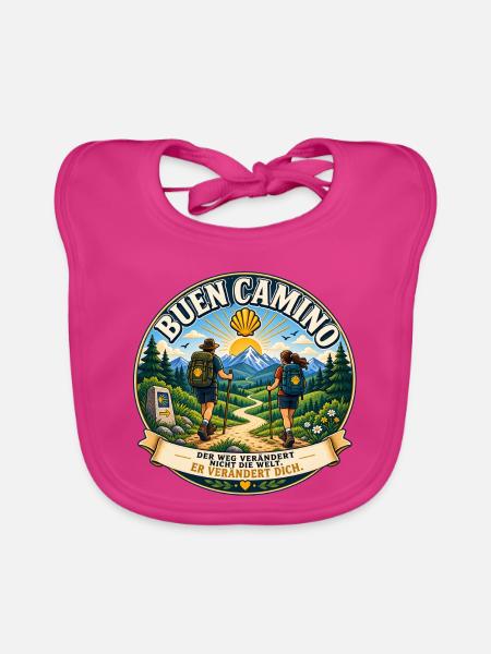 Buen Camino- Jakobsweg - Baby Bio-Lätzchen - Fuchsia