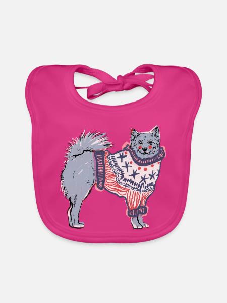 FINNISCHER SPITZ IM JUMPER - Baby Bio-Lätzchen - Fuchsia