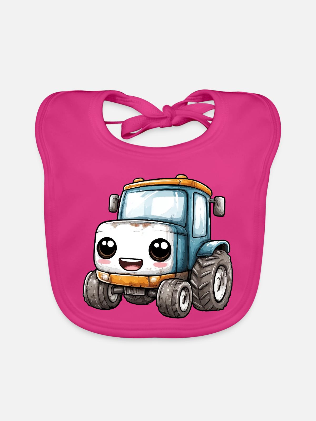 Kinder Traktor - Baby Bio-Lätzchen - Fuchsia - Vorne