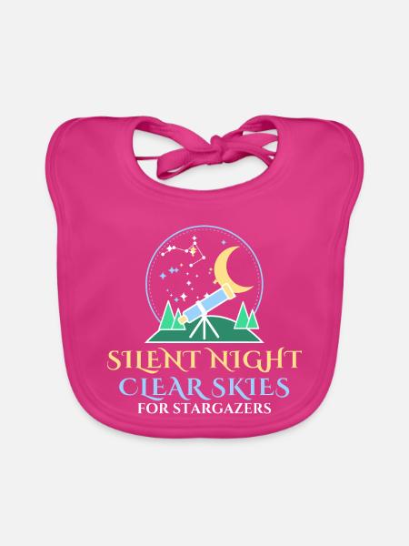 Stille Nacht Klarer Himmel Weihnachtsteleskop - Baby Bio-Lätzchen - Fuchsia - Vorne