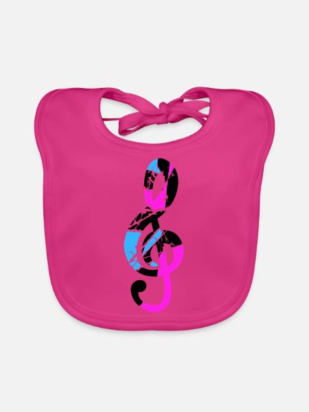 Musik Notenschlüssel Note Melodie Musiknote Sound - Baby Bio-Lätzchen - Fuchsia - Vorne