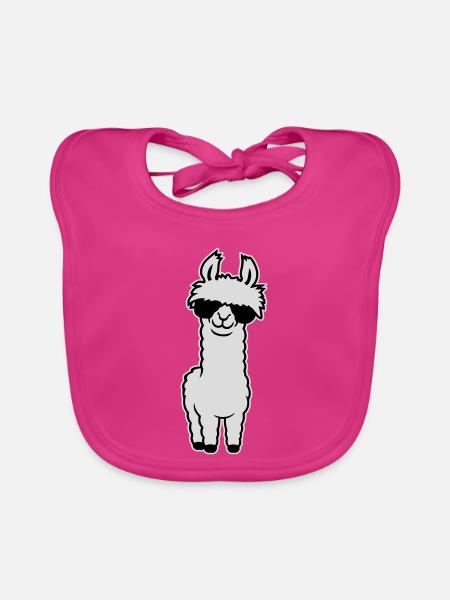 Lunettes de soleil Cool Lama Alpaga Souriant Drôle - Bavoir bio Bébé - fuchsia - Devant