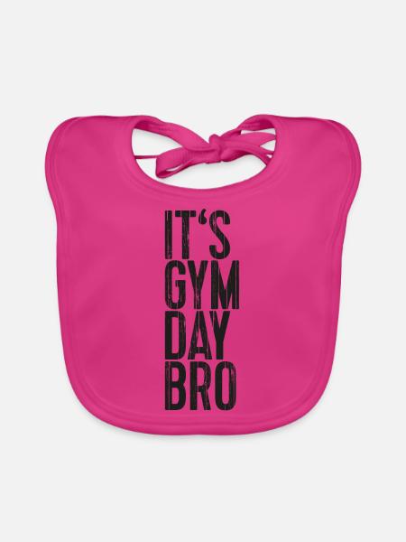 It's Gym Day Bro - Baby Bio-Lätzchen - Fuchsia - Vorne