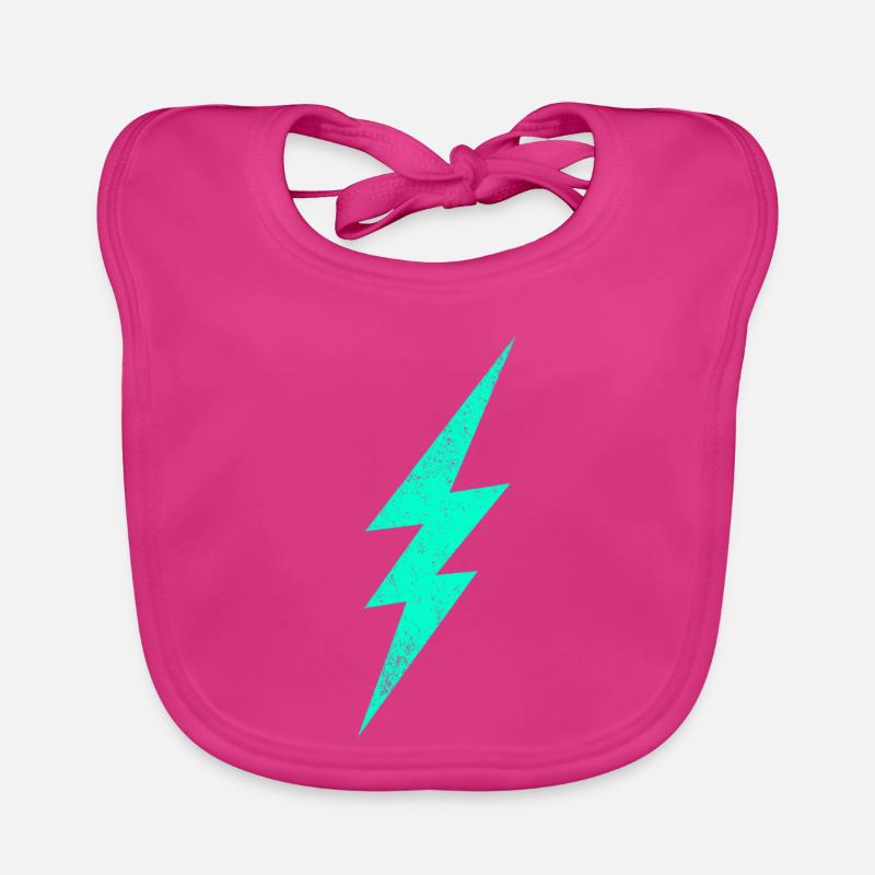 Electric flash graphic on trendy H interior - Organic Baby Bibs - fuchsia