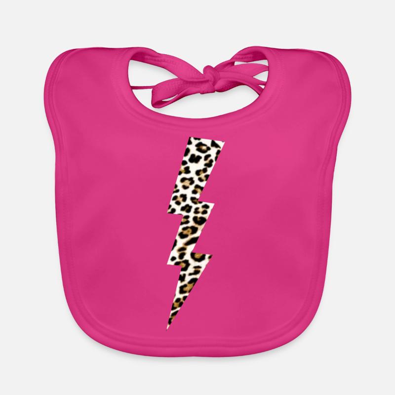 Léopard Flash - Bavoir bio Bébé - fuchsia