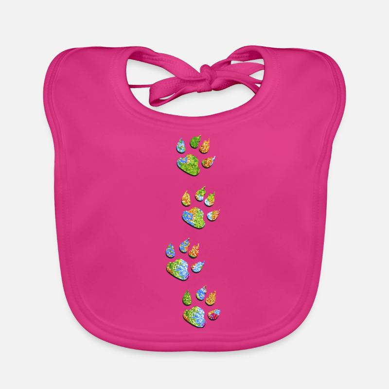 Pattes de fleur - Bavoir bio Bébé - fuchsia