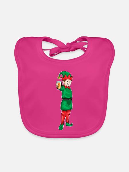 Elf Weihnachten Saft - Baby Bio-Lätzchen - Fuchsia - Vorne