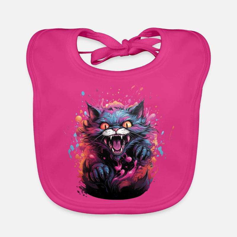 Evil kitty colorful Organic Baby Bibs
