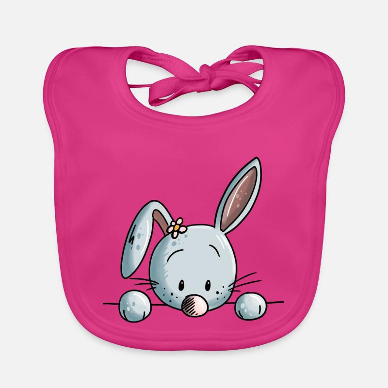 Cute little rabbit - bunny - bunny - comic Organic Baby Bibs