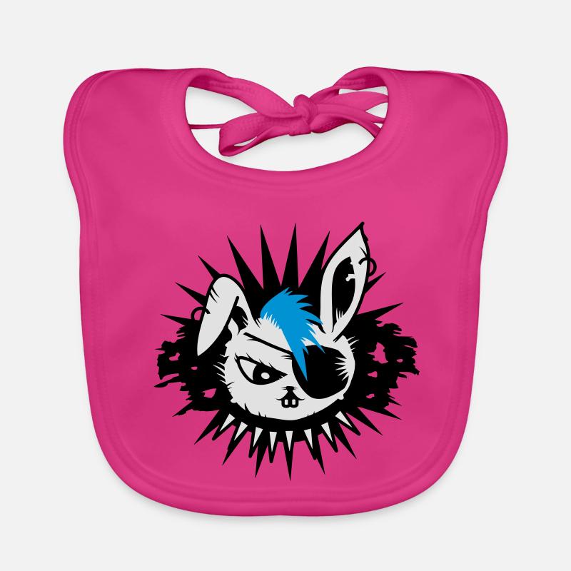 rabbit with an eye patch and a mohawk Baby Bio-Lätzchen