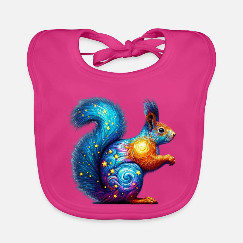 Eichhörnchen - Baby Bio-Lätzchen - Fuchsia