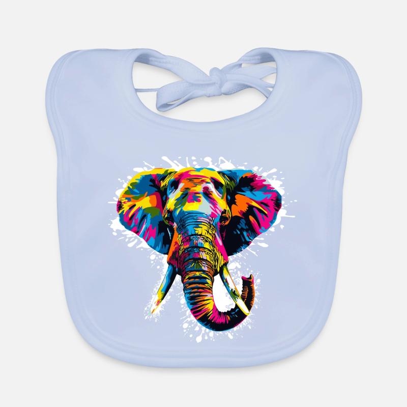 Elephant Art Design Organic Baby Bibs