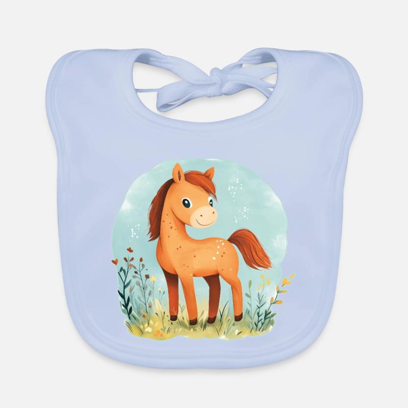 Cheval sur la prairie Bavoir bio Bébé